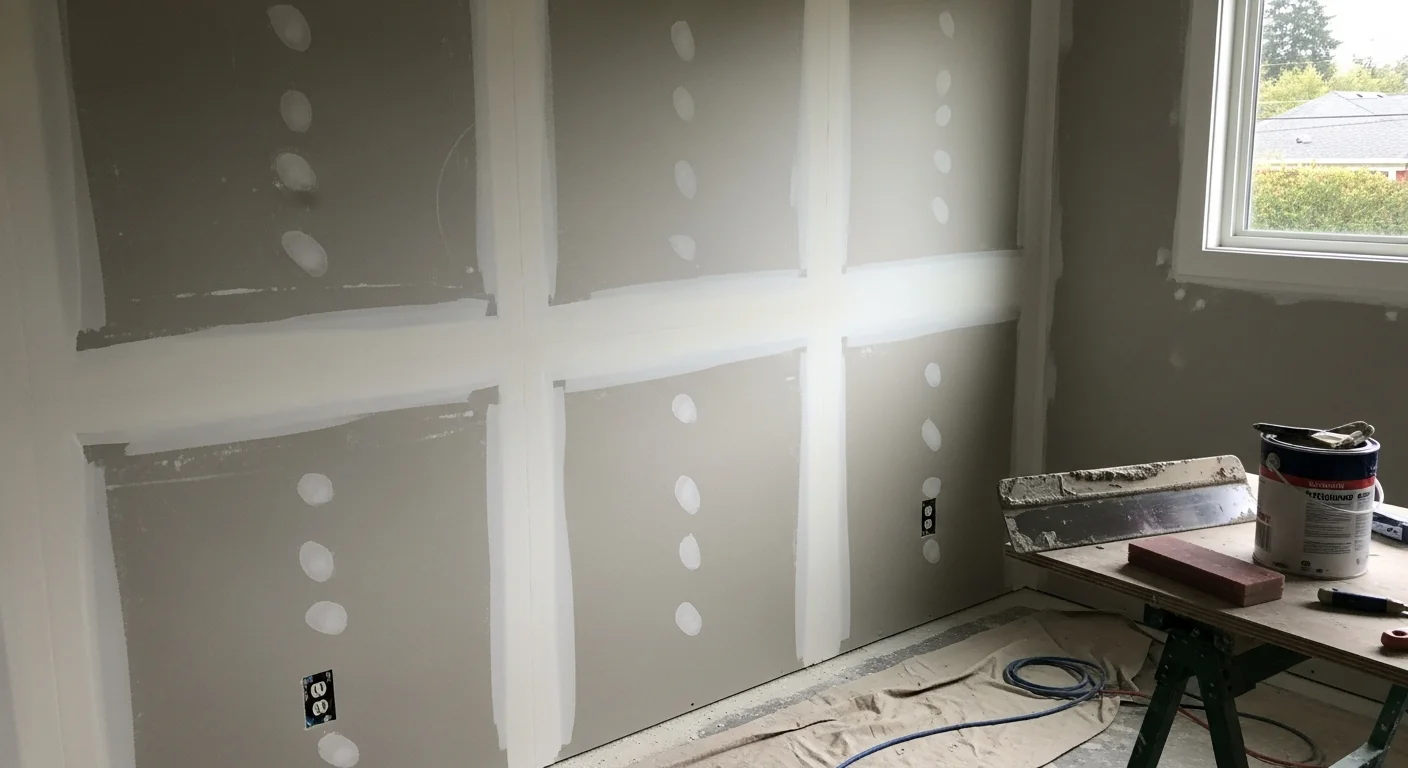 A freshly painted interior room in a single-family home in Frederickson, WA, showing smooth drywall walls with clean edges and an even coat of paint. The corner seams and ceiling line are sharp, with no visible tape ridges or lap marks.